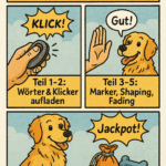 Lerne in sieben Teilen wie du mit deinem Hund trainierst. Ohne Zwang, immer freundlich
