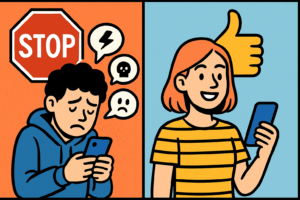 Cyber-Mobbing macht traurig und schwach. Sei fair und mache andere Menschen stark. Stop Mobbing, mach nicht mit.